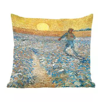 MuchoWow Декоративная подушка Диванная подушка Декоративная подушка для гостиной 40 x 40 см Сеятель - Картина Винсента Ван Гога - Чехлы на диванные подушки - без наполнителя