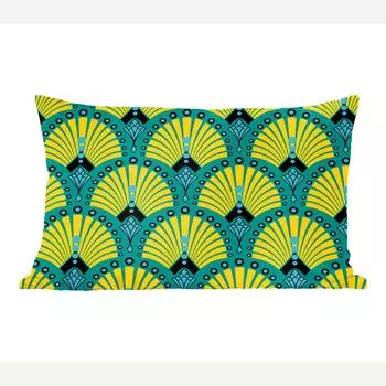 MuchoWow Декоративная подушка Диванная подушка Декоративная подушка для гостиной 60 x 40 см Арт-деко - Узор - Синий - Желтый - Чехлы для подушек - Декоративные чехлы для подушек - Декоративные чехлы для подушек