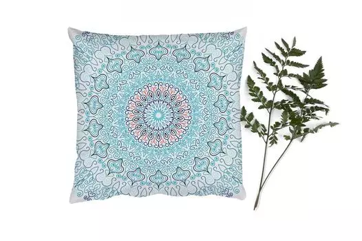 MuchoWow Декоративная подушка Диванная подушка Декоративная подушка для гостиной 45 x 45 см Мандала - Синий - Хиппи - Богемный - Чехлы на подушки - Декоративные чехлы на подушки - Декоративные чехлы на подушки