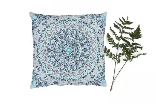 MuchoWow Декоративная подушка Диванная подушка Декоративная подушка для гостиной 45 x 45 см Богемный - Синий - Мандала - Хиппи - Флора - Чехлы для подушек - Декоративные чехлы для подушек - Декоративные чехлы для подушек