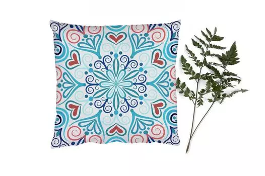 MuchoWow Декоративная подушка Диванная подушка Декоративная подушка для гостиной 60 x 60 см Мандала - Синий - Богемный - Абстракция - Флора - Наволочка - Хлопчатобумажная ткань - Декоративные наволочки