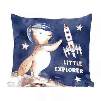 MuchoWow Декоративная подушка Диванная подушка Декоративная подушка для гостиной 50 x 50 см Маленький исследователь - Лиса - Пословицы - Цитаты - Мальчик - Девочка - Ребенок - Чехлы на подушки - Украшение - Спальня
