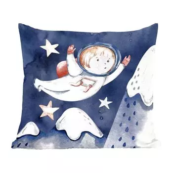 MuchoWow Декоративная подушка Диванная подушка Декоративная подушка для гостиной 60 x 60 см Космос - Горы - Звезды - Мальчик - Девочка - Дети - Наволочка - Хлопчатобумажная ткань - Декоративные наволочки