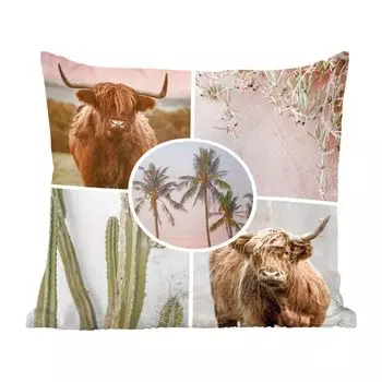 MuchoWow Декоративная подушка Диванная подушка Декоративная подушка для гостиной 50 x 50 см Шотландский горец - Коллаж - Растения - Наволочки - Украшение - Спальня