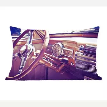 MuchoWow Декоративная подушка Диванная подушка Декоративная подушка для гостиной 50 x 30 см Mancave - Автомобиль - Винтаж - Руль - Чехлы на диванные подушки - без наполнителя