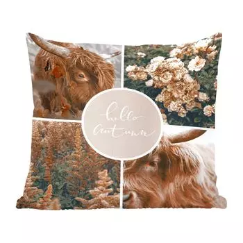 MuchoWow Декоративная подушка Диванная подушка Декоративная подушка для гостиной 40 x 40 см Шотландский горец - Осень - Коллаж - Чехлы на диванные подушки - Без наполнителя