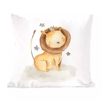 MuchoWow Декоративная подушка Диванная подушка Декоративная подушка для гостиной 50 x 50 см Лев - Корона - Звезды - Чехлы на подушки - Украшение - Спальня
