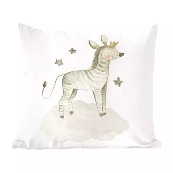 MuchoWow Декоративная подушка Диванная подушка Декоративная подушка для гостиной 50 x 50 см Зебра - Корона - Облако - Чехлы на подушки - Украшение - Спальня