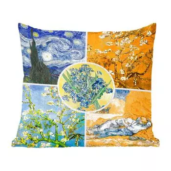 MuchoWow Декоративная подушка Диванная подушка Декоративная подушка для гостиной 45 x 45 см Ван Гог - Коллаж - Звездная ночь - Чехлы для подушек - Декоративные чехлы для подушек - Декоративные чехлы для подушек