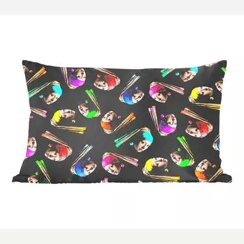 MuchoWow Декоративная подушка Диванная подушка Декоративная подушка для гостиной 60 x 40 см Девушка с жемчужной сережкой - Узор - Радуга - Чехлы для подушек - Декоративные чехлы для подушек - Декоративные чехлы для подушек