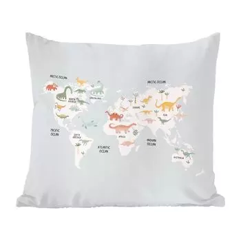 MuchoWow Декоративная подушка Диванная подушка Декоративная подушка для гостиной 50 x 50 см Карта - Детская - Дино - Наволочки - Украшение - Спальня