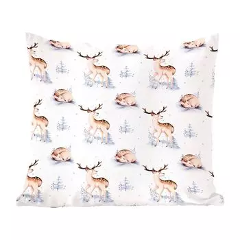 MuchoWow Декоративная подушка Диванная подушка Декоративная подушка для гостиной 50 x 50 см Зима - Белый - Животные - Узор - Чехлы на подушки - Украшение - Спальня