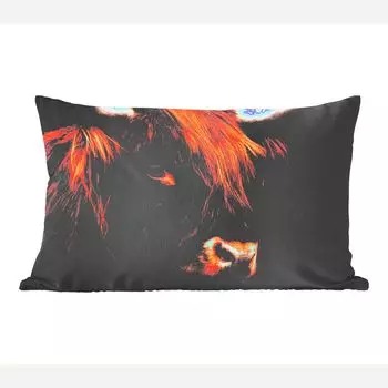 MuchoWow Декоративная подушка Диванная подушка Декоративная подушка для гостиной 50 x 30 см Шотландский горец - Черный - Корова - Рог - Животные - Чехлы на диванные подушки - без наполнителя