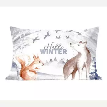 MuchoWow Декоративная подушка Диванная подушка Декоративная подушка для гостиной 60 x 40 см Снег - Зима - Животные - Чехлы на подушки - Декоративные чехлы на подушки - Декоративные чехлы на подушки