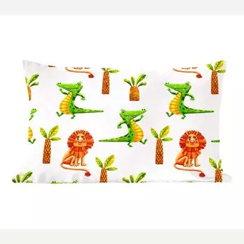 MuchoWow Декоративная подушка Диванная подушка Декоративная подушка для гостиной 60 x 40 см Джунгли - Лев - Крокодил - Чехлы для подушек - Декоративные чехлы для подушек - Декоративные чехлы для подушек