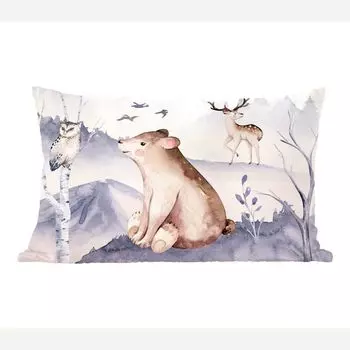 MuchoWow Декоративная подушка Диванная подушка Декоративная подушка для гостиной 60 x 40 см Зима - Снег - Животные - Чехлы на подушки - Декоративные чехлы на подушки - Декоративные чехлы на подушки