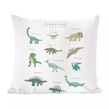 MuchoWow Декоративная подушка Диванная подушка Декоративная подушка для гостиной 60 x 60 см Детская комната - Динозавры - Белый - Мальчики - Девочки - Дети - Чехлы на подушки - Хлопчатобумажная ткань - Декоративные наволочки
