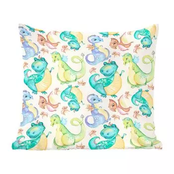 MuchoWow Декоративная подушка Диванная подушка Декоративная подушка для гостиной 45 x 45 см Динозавры - Акварель - Дети - Дети - Дети - Чехлы на подушки - Декоративные чехлы на подушки - Декоративные чехлы на подушки