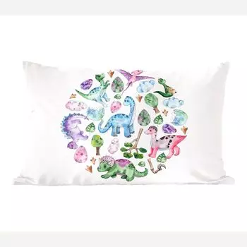 MuchoWow Декоративная подушка Диванная подушка Декоративная подушка для гостиной 60 x 40 см Детская комната - Круг - Динозавры - Мальчики - Девочки - Дети - Чехлы на подушки - Декоративные чехлы на подушки - Декоративные чехлы на подушки
