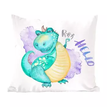 MuchoWow Декоративная подушка Диванная подушка Декоративная подушка для гостиной 60 x 60 см Детская комната - Синий - Динозавры - Мальчики - Девочки - Ребенок - Чехлы на подушки - Хлопчатобумажная ткань - Декоративные наволочки