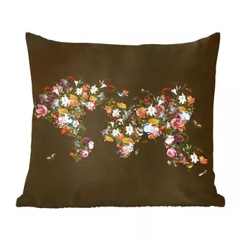 MuchoWow Декоративная подушка Диванная подушка Декоративная подушка для гостиной 45 x 45 см Карта мира - Розы - Лилии - Цветы - Чехлы для подушек - Декоративные чехлы для подушек - Декоративные чехлы для подушек