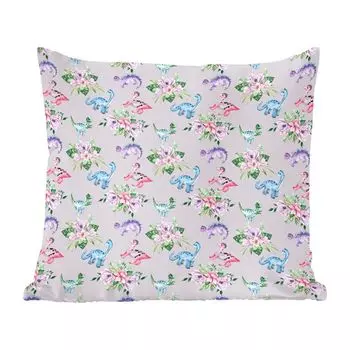 MuchoWow Декоративная подушка Диванная подушка Декоративная подушка для гостиной 45 x 45 см Детская комната - Динозавры - Цветочные композиции - Девочки - Дети - Розовый - Дети - Чехлы на подушки - Декоративные чехлы на подушки - Декоративные на...