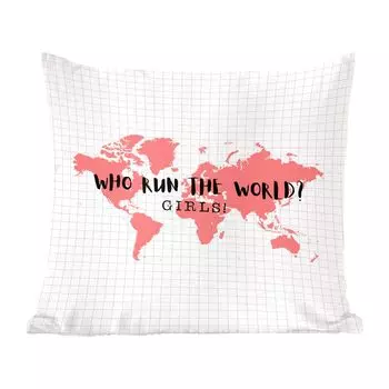 MuchoWow Декоративная подушка Диванная подушка Декоративная подушка для гостиной 45 x 45 см Карта мира - Девушка - Бейонсе - Чехлы для подушек - Декоративные чехлы для подушек - Декоративные чехлы для подушек