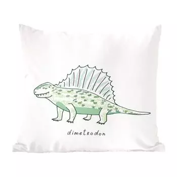 MuchoWow Декоративная подушка Диванная подушка Декоративная подушка для гостиной 60 x 60 см Детская комната - Диметродон - Динозавры - Мальчики - Девочки - Дети - Чехлы на подушки - Хлопчатобумажная ткань - Декоративные наволочки