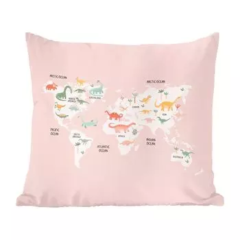 MuchoWow Декоративная подушка Диванная подушка Декоративная подушка для гостиной 45 x 45 см Карта мира - Дети - Динозавры - Чехлы на подушки - Декоративные чехлы на подушки - Декоративные чехлы на подушки