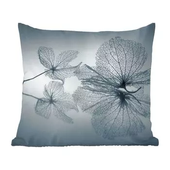 MuchoWow Декоративная подушка Диванная подушка Декоративная подушка для гостиной 60 x 60 см Натюрморт - Листья - Черный - Белый - Наволочка - Хлопковая ткань - Декоративные наволочки