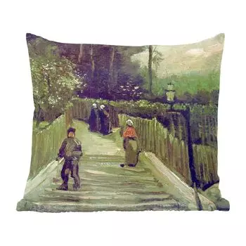 MuchoWow Декоративная подушка Диванная подушка Декоративная подушка для гостиной 50 x 50 см Косая дорожка на Монмартре - Винсент Ван Гог - Наволочки - Украшение - Спальня