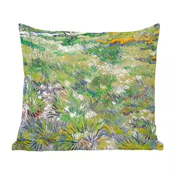 MuchoWow Декоративная подушка Диванная подушка Декоративная подушка для гостиной 45 x 45 см Длинная трава с бабочками - Винсент Ван Гог - Чехлы для подушек - Декоративные чехлы для подушек - Декоративные чехлы для подушек