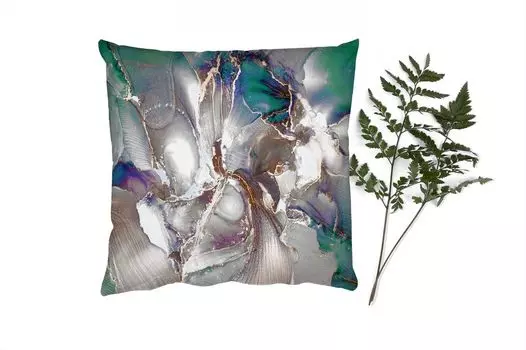 MuchoWow Декоративная подушка Диванная подушка Декоративная подушка для гостиной 50 x 50 см Золото - Синий - Мрамор - Чехлы на подушки - Украшение - Спальня