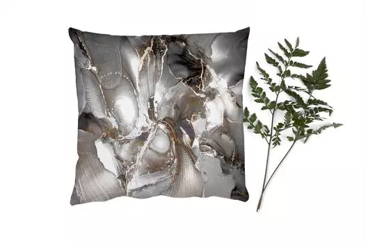 MuchoWow Декоративная подушка Диванная подушка Декоративная подушка для гостиной 60 x 60 см Серый - Роскошь - Золотой - Мрамор - Чехлы на подушки - Хлопчатобумажная ткань - Декоративные наволочки