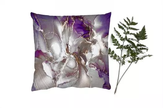 MuchoWow Декоративная подушка Диванная подушка Декоративная подушка для гостиной 45 x 45 см Золото - Фиолетовый - Мрамор - Чехлы для подушек - Декоративные чехлы для подушек - Декоративные чехлы для подушек