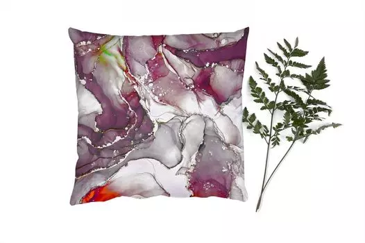 MuchoWow Декоративная подушка Диванная подушка Декоративная подушка для гостиной 50 x 50 см Мрамор - Красный - Фиолетовый - Золото - Чехлы на подушки - Украшение - Спальня