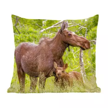 MuchoWow Декоративная подушка Диванная подушка Декоративная подушка для гостиной 45 x 45 см Олени - Растения - Теленок - Чехлы на подушки - Декоративные наволочки - Декоративные наволочки