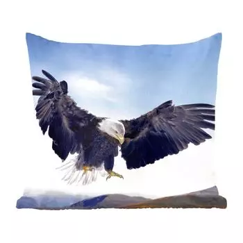 MuchoWow Декоративная подушка Диванная подушка Декоративная подушка для гостиной 60 x 60 см Белоголовый орлан хочет приземлиться - Чехол на подушку - Хлопчатобумажная ткань - Декоративные наволочки