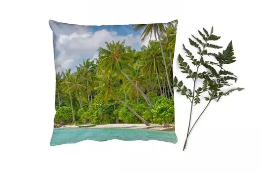 MuchoWow Декоративная подушка Диванная подушка Декоративная подушка для гостиной 60 x 60 см Пальма - Море - Тропический - Наволочка - Хлопчатобумажная ткань - Декоративные наволочки