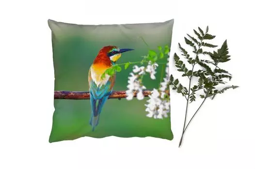 MuchoWow Декоративная подушка Диванная подушка Декоративная подушка для гостиной 45 x 45 см Птица - Пчелоедка - Цветы - Чехлы на подушки - Декоративные наволочки - Декоративные наволочки