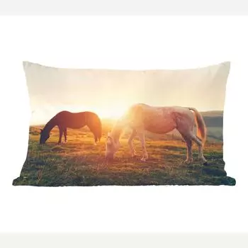 MuchoWow Декоративная подушка Диванная подушка Декоративная подушка для гостиной 60 x 40 см Лошади - Солнце - Животные - Чехлы для подушек - Декоративные чехлы для подушек - Декоративные чехлы для подушек