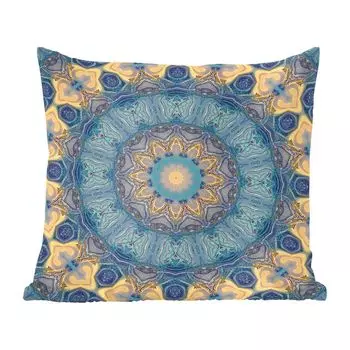 MuchoWow Декоративная подушка Диванная подушка Декоративная подушка для гостиной 45 x 45 см Круг - Синий - Мандала - Чехлы для подушек - Декоративные чехлы для подушек - Декоративные чехлы для подушек