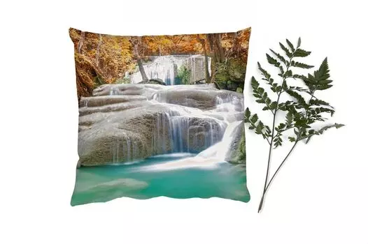 MuchoWow Декоративная подушка Диванная подушка Декоративная подушка для гостиной 40 x 40 см Лес - Водопад - Осень - Чехлы на диванные подушки - без наполнителя