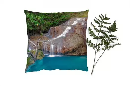 MuchoWow Декоративная подушка Диванная подушка Декоративная подушка для гостиной 60 x 60 см Водопад - Скалы - Пейзаж - Наволочка - Хлопчатобумажная ткань - Декоративные наволочки