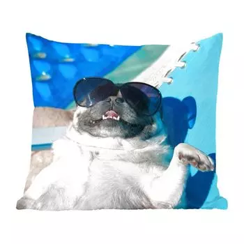 MuchoWow Декоративная подушка Диванная подушка Декоративная подушка для гостиной 60 x 60 см Собака - Забавные - Солнцезащитные очки - Дети - Мальчики - Девочки - Дети - Чехлы на подушки - Хлопчатобумажная ткань - Декоративные наволочки