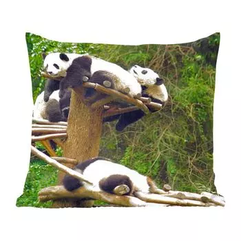 MuchoWow Декоративная подушка Диванная подушка Декоративная подушка для гостиной 60 x 60 см Панды - Дерево - Лестница - Наволочка - Хлопчатобумажная ткань - Декоративные наволочки
