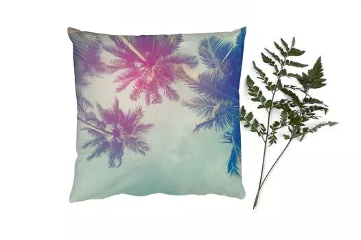 MuchoWow Декоративная подушка Диванная подушка Декоративная подушка для гостиной 60 x 60 см Пальмы - Пальмовые листья - Лето - Тропический - Наволочка - Хлопчатобумажная ткань - Декоративные наволочки