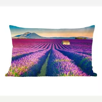 MuchoWow Декоративная подушка Диванная подушка Декоративная подушка для гостиной 60 x 40 см Лаванда - Горы - Цветы - Чехлы для подушек - Декоративные чехлы для подушек - Декоративные чехлы для подушек