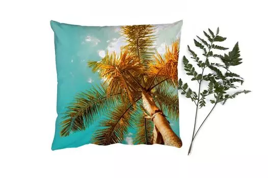 MuchoWow Декоративная подушка Диванная подушка Декоративная подушка для гостиной 60 x 60 см Пальма - Лето - Тропический - Наволочка - Хлопчатобумажная ткань - Декоративные наволочки, мультиколор