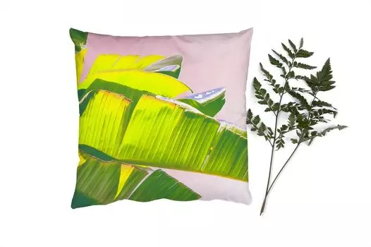MuchoWow Декоративная подушка Диванная подушка Декоративная подушка для гостиной 40 x 40 см Банановый лист - Листья - Тропический - Лето - Чехлы на диванные подушки - без наполнителя